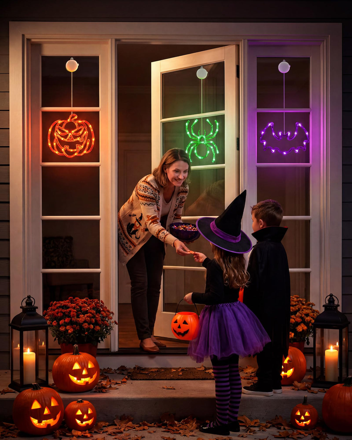 Minetom 3 Pack Halloween Windows Lights - Pumpkin, Ghost, Hat with Timer