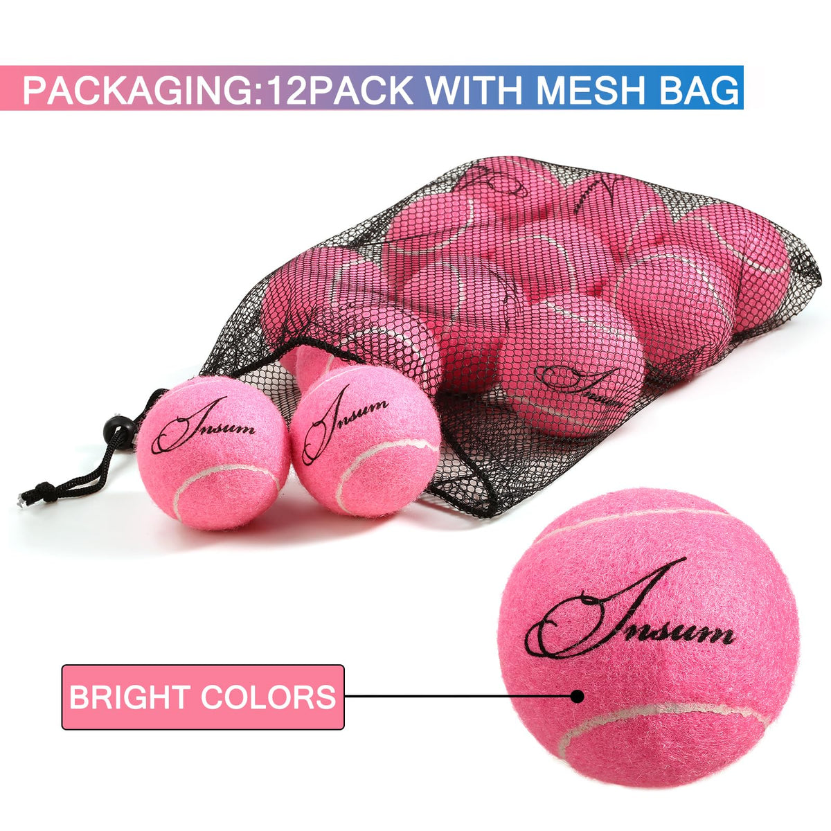 INSUM Tennis Balls, Extra Duty Practice Tennis Balls with Mesh Bag