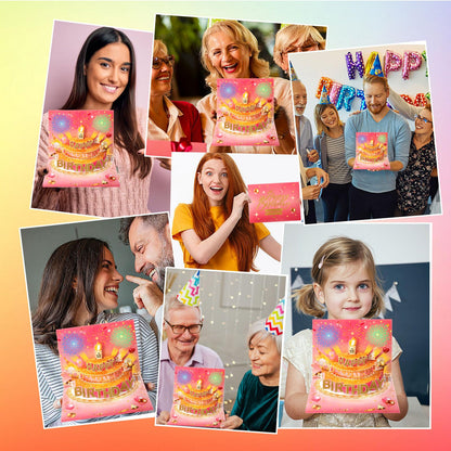 Pop Up Birthday Cards for Men, LED Light & Music Blow The Candle