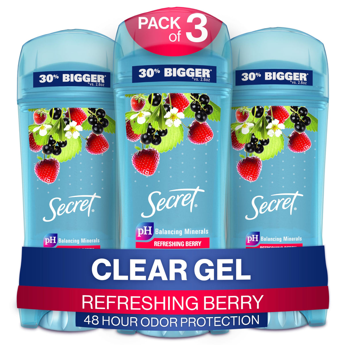 Secret Fresh Antiperspirant Deodorant for Women, 72hr Breathable Sweat & Odor Protection, Instant Freshness & Gentle, PH Balancing Minerals, Clear Gel, Relaxing Lavender Scent, 2.6 oz