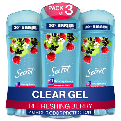 Secret Fresh Antiperspirant Deodorant for Women, 72hr Breathable Sweat & Odor Protection, Instant Freshness & Gentle, PH Balancing Minerals, Clear Gel, Relaxing Lavender Scent, 2.6 oz