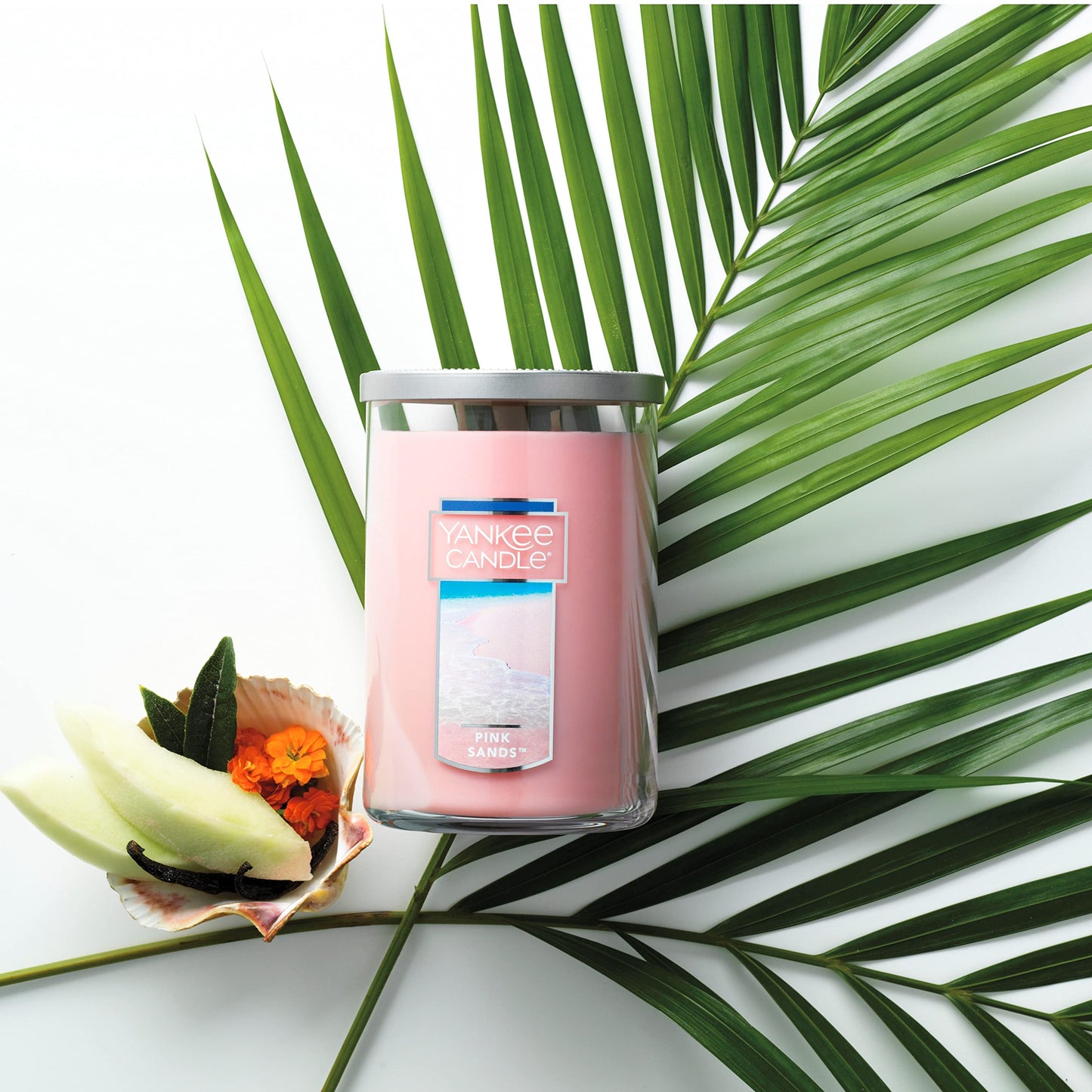 Yankee Candle Pink Sands Scented, Classic 22oz Large Jar Single Wick Candle, Over 110 Hours of Burn Time, Perfect for Creating Relaxing Atmosphere