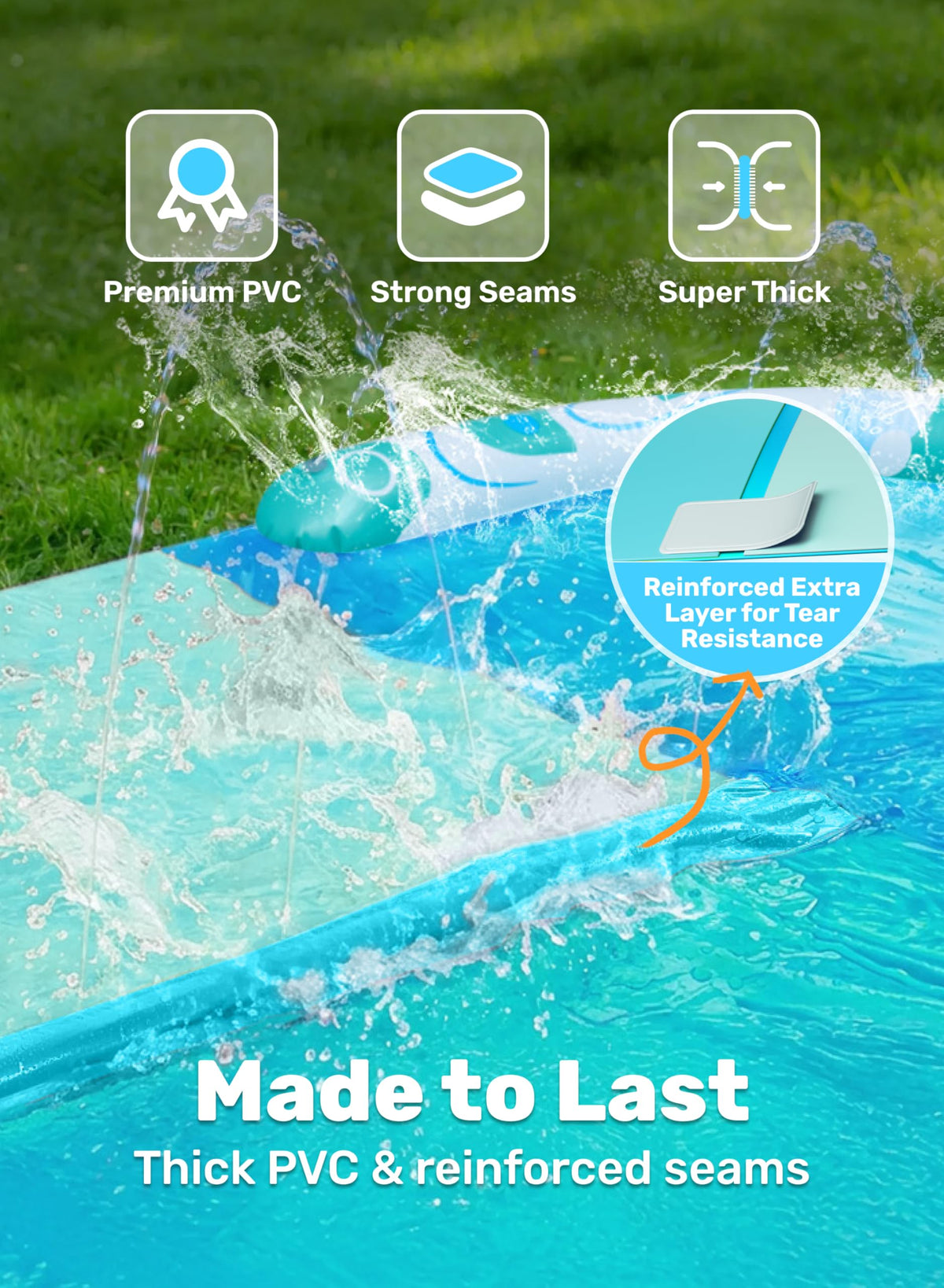 JOYIN 22.5ft Water Slides and 2 Bodyboards, Lawn Water Slide Summer Slip Waterslides Water Toy with Build in Sprinkler for Backyard Outdoor Water Fun for Kids
