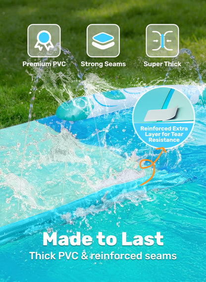 JOYIN 22.5ft Water Slides and 2 Bodyboards, Lawn Water Slide Summer Slip Waterslides Water Toy with Build in Sprinkler for Backyard Outdoor Water Fun for Kids