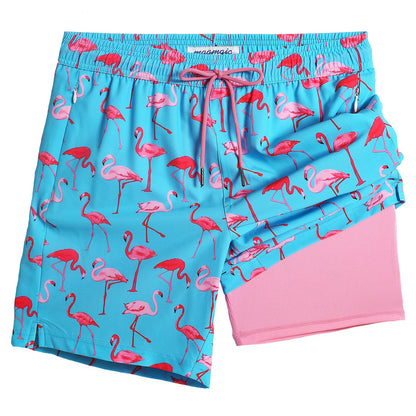maamgic 2 in 1 Mens Swim Trunks 7 Inch Swim Shorts Swim Suits Board Shorts