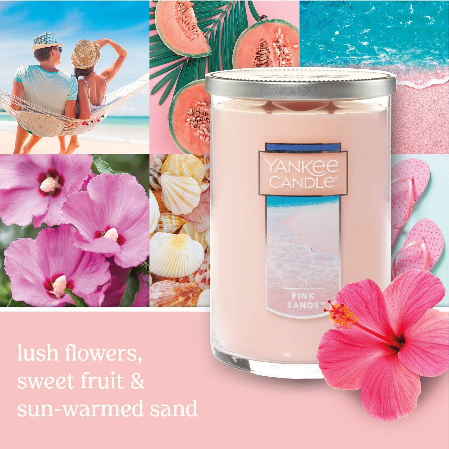 Yankee Candle Pink Sands Scented, Classic 22oz Large Jar Single Wick Candle, Over 110 Hours of Burn Time, Perfect for Creating Relaxing Atmosphere