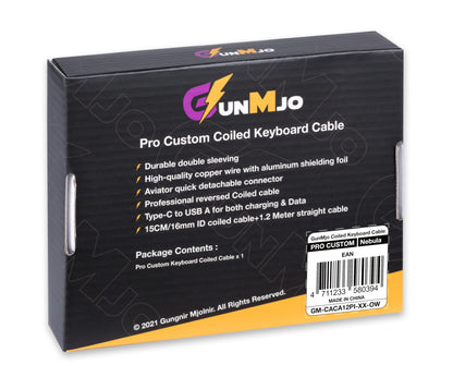 GUNMJO Pro Custom Coiled USB C Cable for Gaming Keyboard, Double-Sleeved Mechanical Keyboard Cable with Detachable Metal Aviator, 1.5M USB-C to USB-A, Carbon Black Color