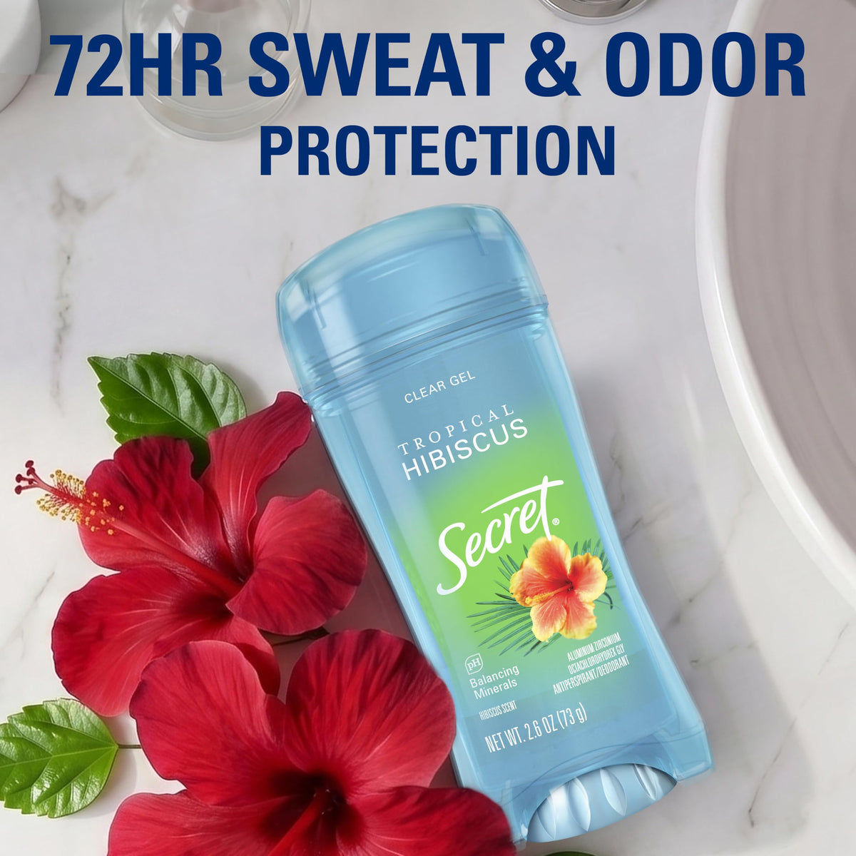 Secret Fresh Antiperspirant Deodorant for Women, 72hr Breathable Sweat & Odor Protection, Instant Freshness & Gentle, PH Balancing Minerals, Clear Gel, Relaxing Lavender Scent, 2.6 oz
