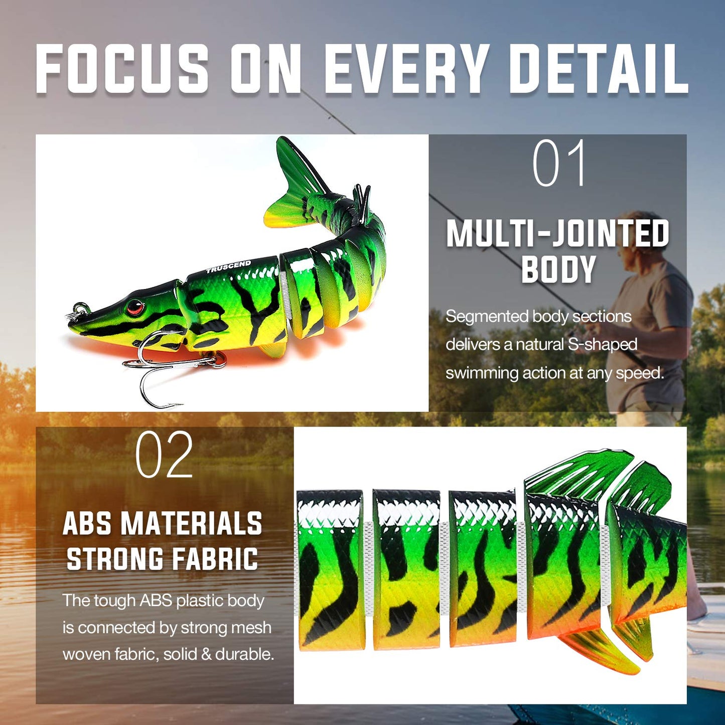 TRUSCEND Easy Catch Swimmax, Magic Noisy Turbulent Wiggling and Vibrating Action for More Bites, Lifelike Fishing Lures for All Species, Swimbait for Relax Family Fishing, Must-Have for Lovely Anglers