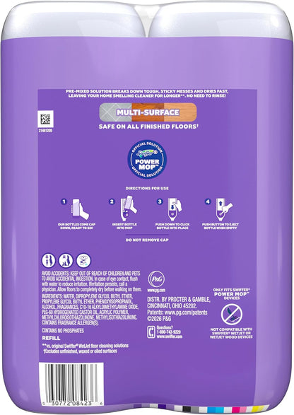 Swiffer Power Mop Refill Solution, Floor Cleaner for Mopping Tile, Vinyl, Laminate, Wood in Home, Bathroom, Kitchen, All Purpose Multi-Surface Solution for Floor Cleaning, Lavender Scent, 50.6oz