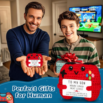 Gamer Gifts for Teen Boy, Positive Crochet Controller Gifts for Son Boyfriend Birthday, Gamer Gift for Teenage Boy, Boy Room Decor, Gaming Accessories for Kids Christmas