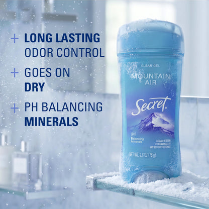 Secret Fresh Antiperspirant Deodorant for Women, 72hr Breathable Sweat & Odor Protection, Instant Freshness & Gentle, PH Balancing Minerals, Clear Gel, Relaxing Lavender Scent, 2.6 oz