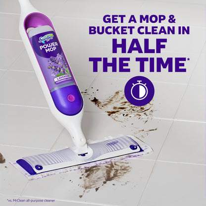 Swiffer Power Mop Refill Solution, Floor Cleaner for Mopping Tile, Vinyl, Laminate, Wood in Home, Bathroom, Kitchen, All Purpose Multi-Surface Solution for Floor Cleaning, Lavender Scent, 50.6oz