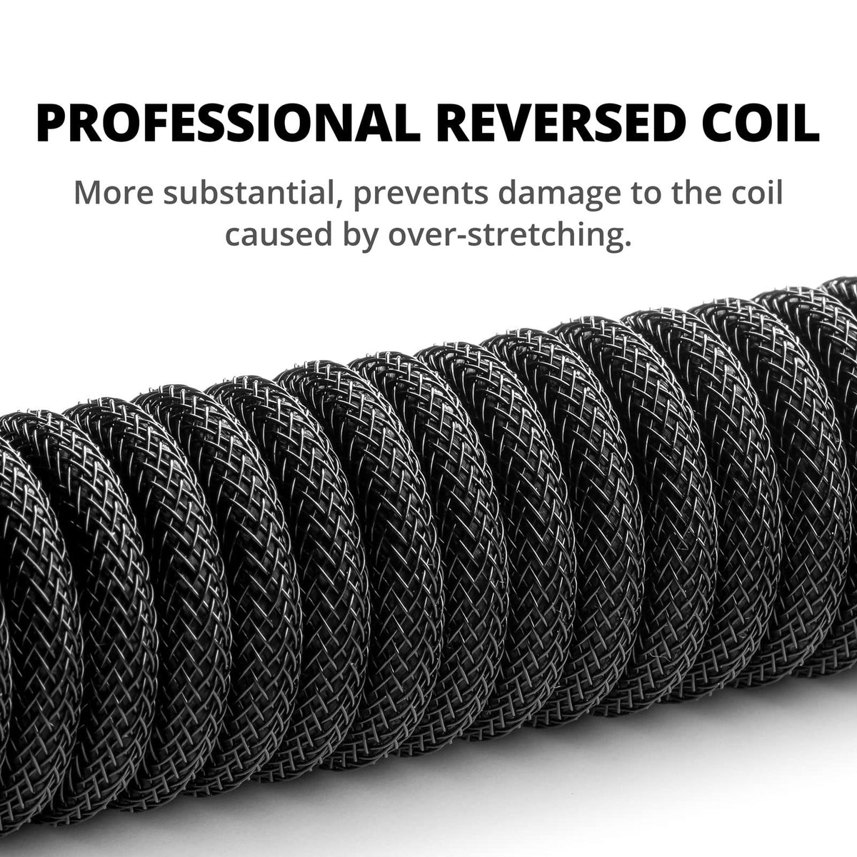 GUNMJO Pro Custom Coiled USB C Cable for Gaming Keyboard, Double-Sleeved Mechanical Keyboard Cable with Detachable Metal Aviator, 1.5M USB-C to USB-A, Carbon Black Color