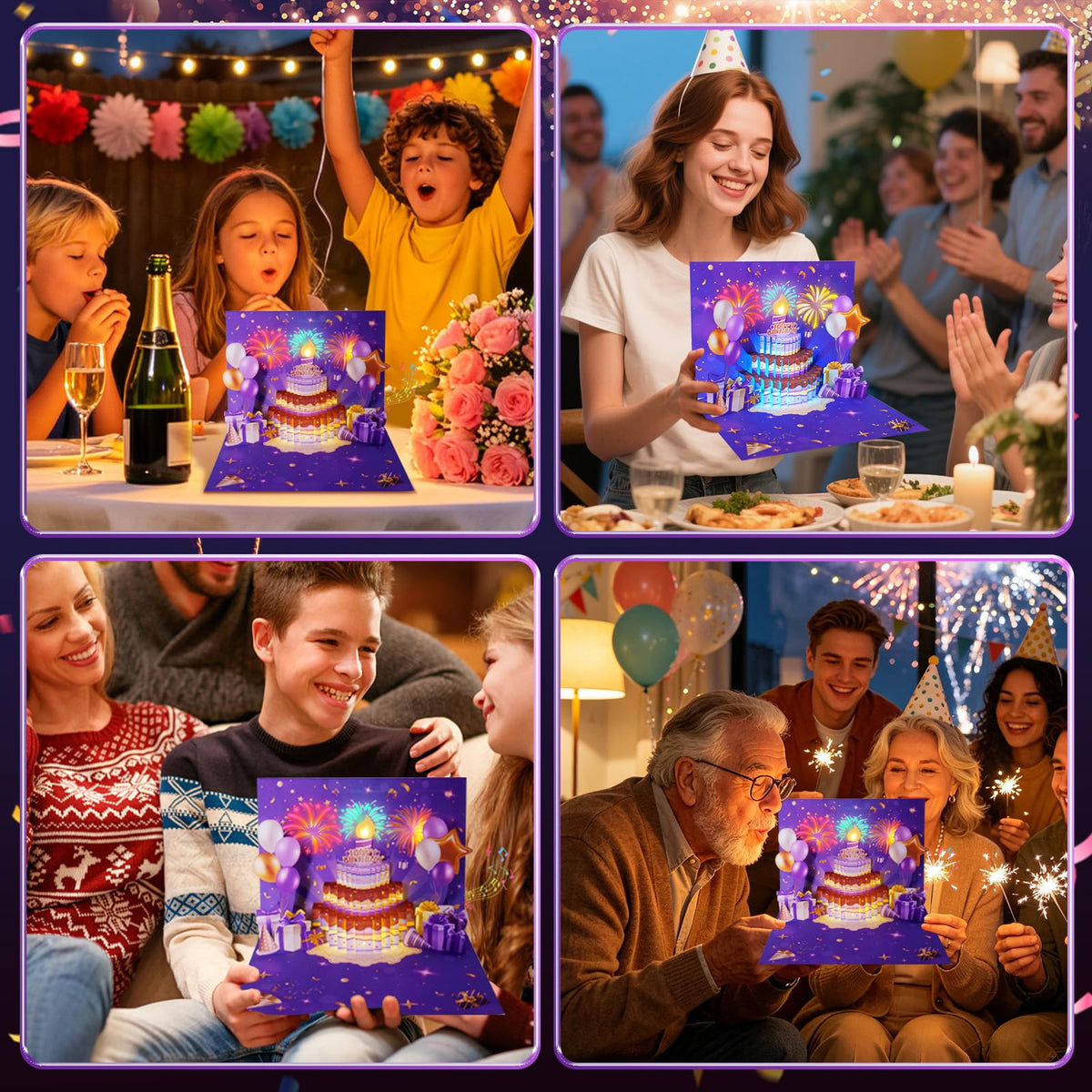 MZD8391 Pop Up Birthday Card with Music, Light, Firework For Men Women