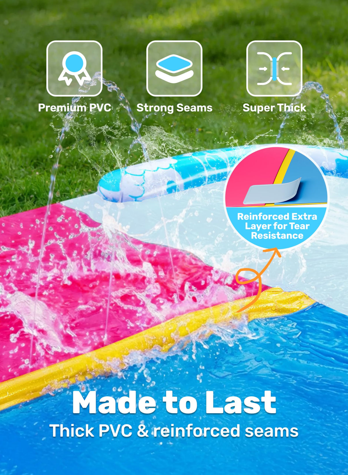 JOYIN 22.5ft Water Slides and 2 Bodyboards, Lawn Water Slide Summer Slip Waterslides Water Toy with Build in Sprinkler for Backyard Outdoor Water Fun for Kids