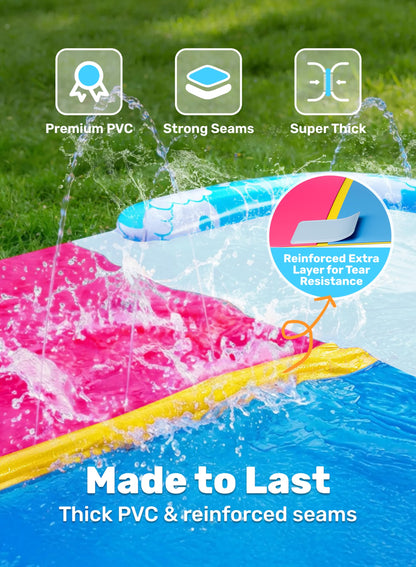 JOYIN 22.5ft Water Slides and 2 Bodyboards, Lawn Water Slide Summer Slip Waterslides Water Toy with Build in Sprinkler for Backyard Outdoor Water Fun for Kids