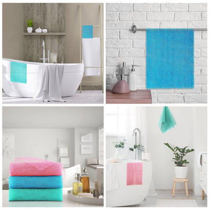 UJFQBH 3 Pieces African Bath Sponge African Net Long Net Bath Sponge Exfoliating Shower Body Scrubber Back Scrubber Skin Smoother,Great for Daily Use (Pink,Yellow,Purple)