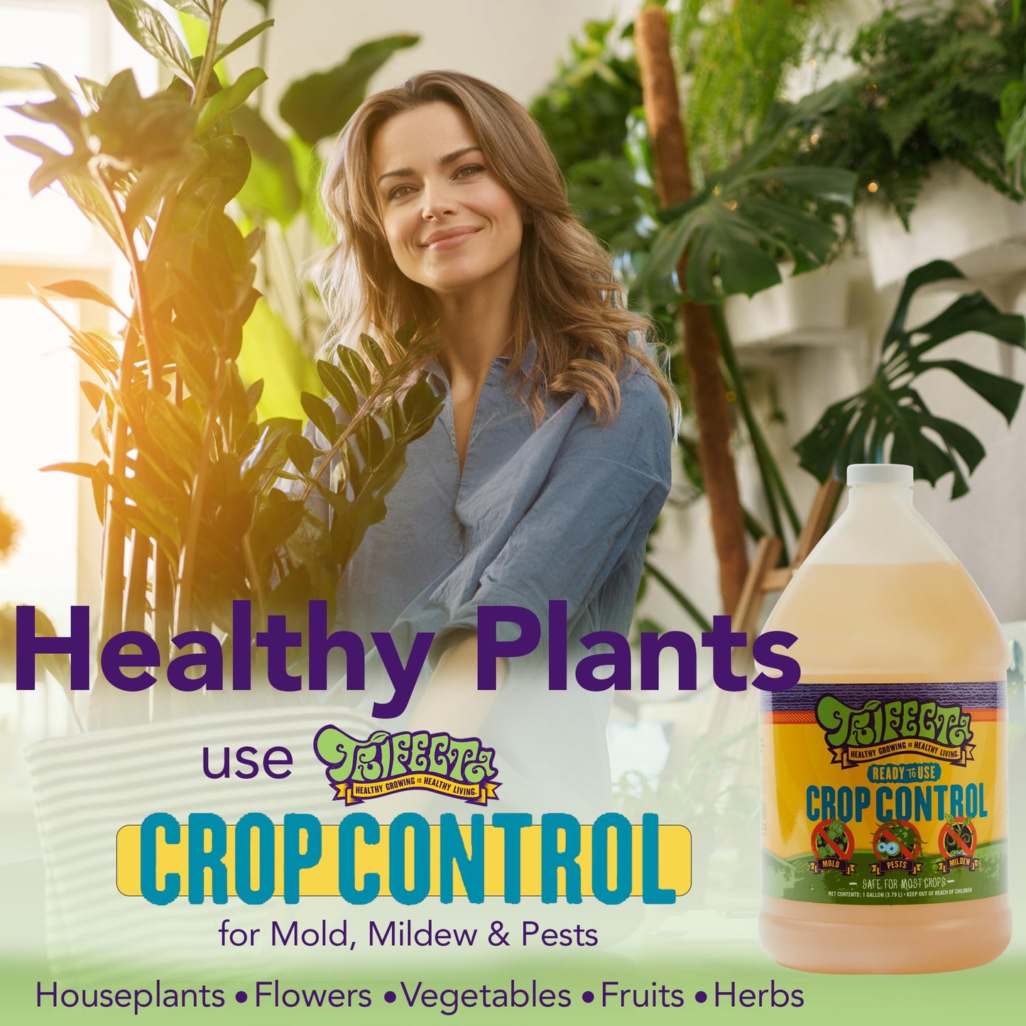 Trifecta Crop Control Ready to Use Maximum Strength Natural Pesticide, Fungicide, Miticide, Insecticide, Help Defeat Spider Mites, Powdery Mildew, Botrytis and Mold on Plants 32 OZ Size