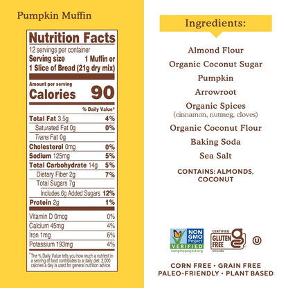 Simple Mills Almond Flour Pumpkin Muffin and Bread Mix, 1pk, 9 oz