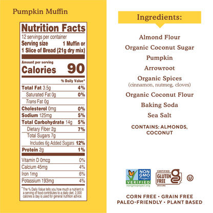 Simple Mills Almond Flour Pumpkin Muffin and Bread Mix, 1pk, 9 oz