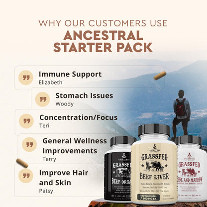 Ancestral Supplements Grass Fed Beef Liver 180 Capsules, Supports Energy Production, Detoxification, Digestion, Immunity and Full Body Wellness, Non-GMO, Freeze Dried Liver Health Supplement