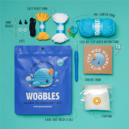 The Woobles Crochet Kit for Beginners - Easy Arts and Crafts Knitting & Crochet Animals Kit As Seen On Shark Tank - Pierre The Penguin