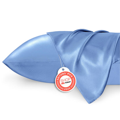 Bedsure Satin Pillowcase, Similar to Silk Pillow Cases Queen Size Set of 2, Cooling Pillow Case Covers with Envelope Closure, Room Decor Valentine Gifts for Women Men, Silver Grey, 20x30 Inches, 2pcs