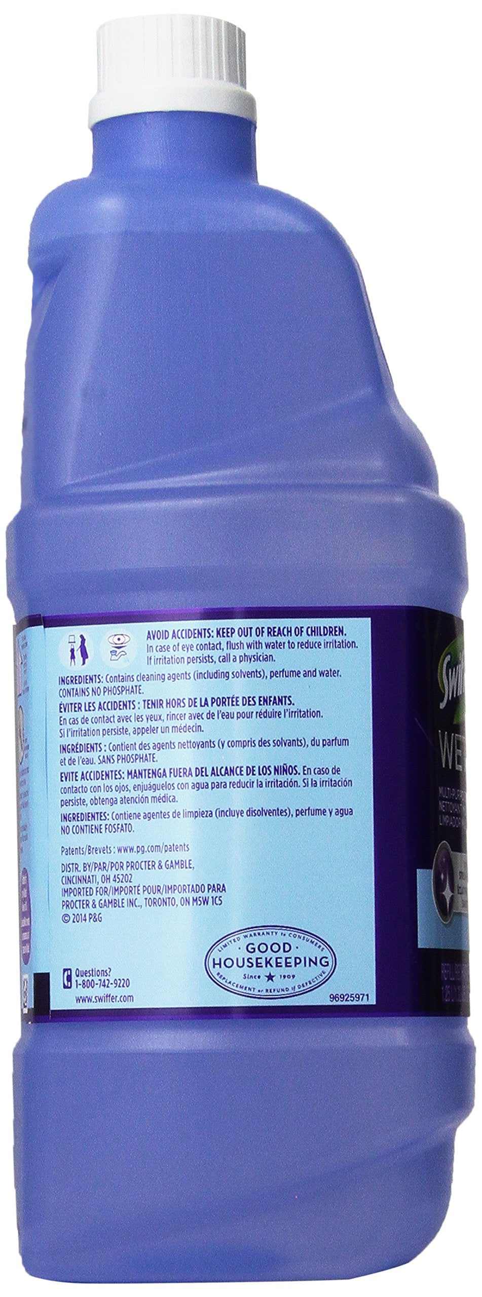 Swiffer WetJet Multi-Purpose Floor Cleaner Solution with Febreze Refill, Hardwood Floor Cleaner, Lavender Scent, 1.25 Liter -42.2 Fl Oz (Pack of 2)