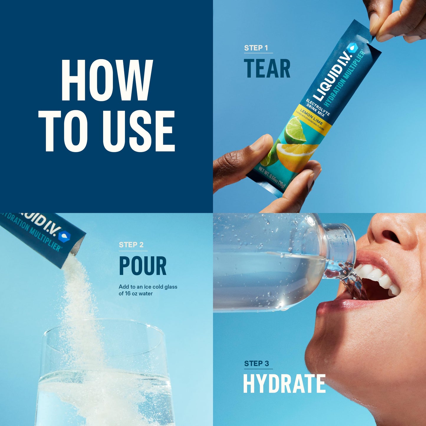 Liquid I.V. Sugar-Free Hydration Multiplier - Lemon Lime – Hydration Powder Packets | Electrolyte Drink Mix | Easy Open Single-Serving Stick | Non-GMO | 14 Sticks