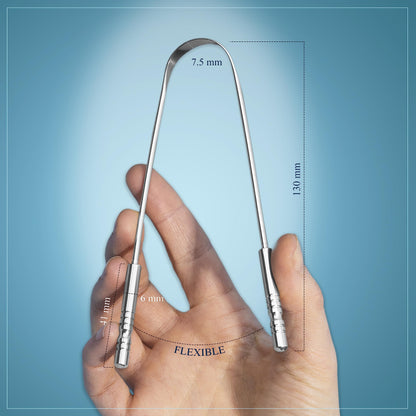 MasterMedi Tongue Scraper for Adults with Multicolor Travel Cases (2 Pack), 100% Stainless Steel, Reduce Bad Breath, Tongue Scrubber, Easy to Use, Tongue Cleaner for Oral Care & Hygiene