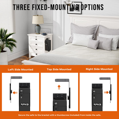 RPNB Mounted Gun Safe,California DOJ Certified Handgun Safe, Auto Open Lid Smart Pistol Safe with Biometric Fingerprint or Keypad Lock