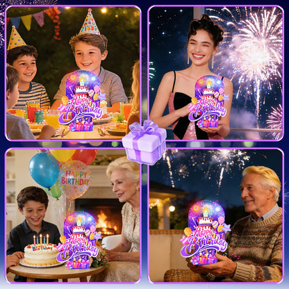 MZD8391 Pop Up Birthday Card with Music, Light, Firework For Men Women