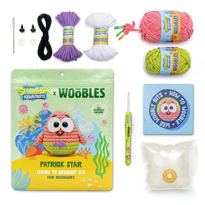 The Woobles Crochet Kit for Beginners – Spongebob Squarepants Craft Kit with Easy Peasy Yarn for Adults & Young Crafters, As Seen On Shark Tank, Step by Step Video Tutorials (Gary The Snail)