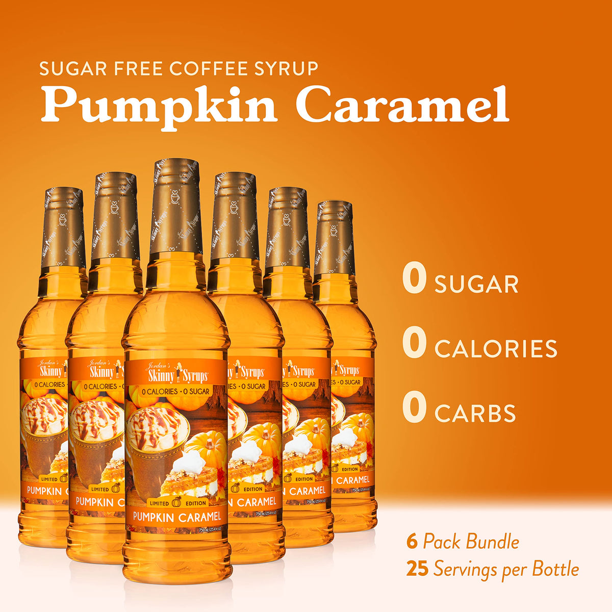 Jordan's Skinny Mixes Pumpkin Caramel Coffee Syrup, 25.4 fl oz