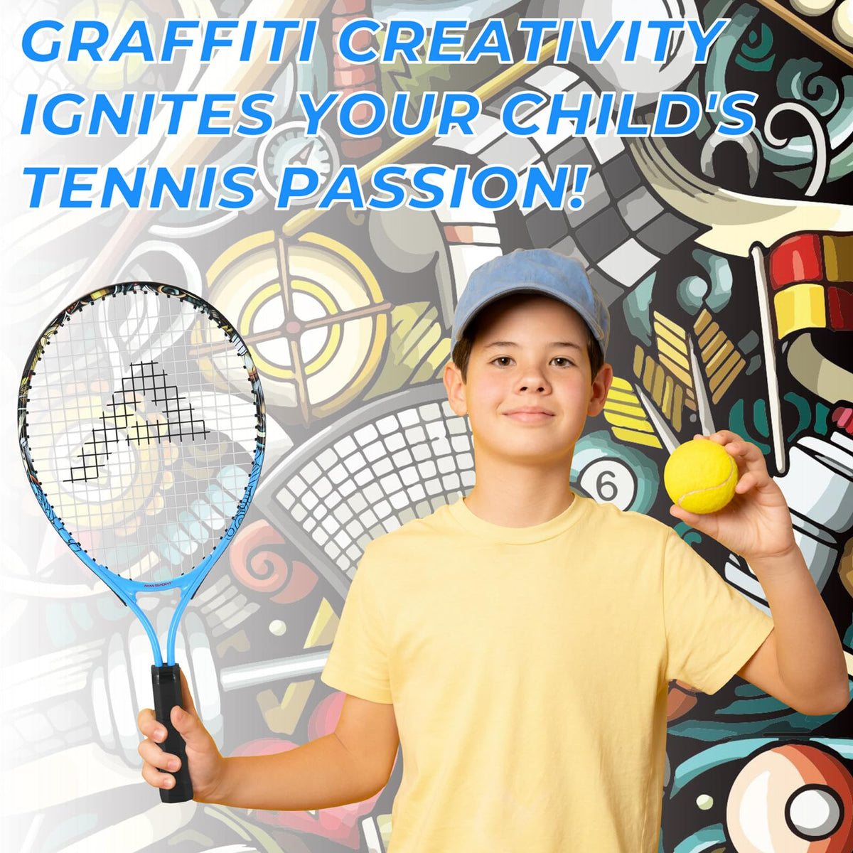 AMA SPORT Kids Tennis Racket for Junior Toddlers Starter Kit 17-25" Tennis Racquet for Girls and Boys with 420D Nylon Shoulder Strap Bag