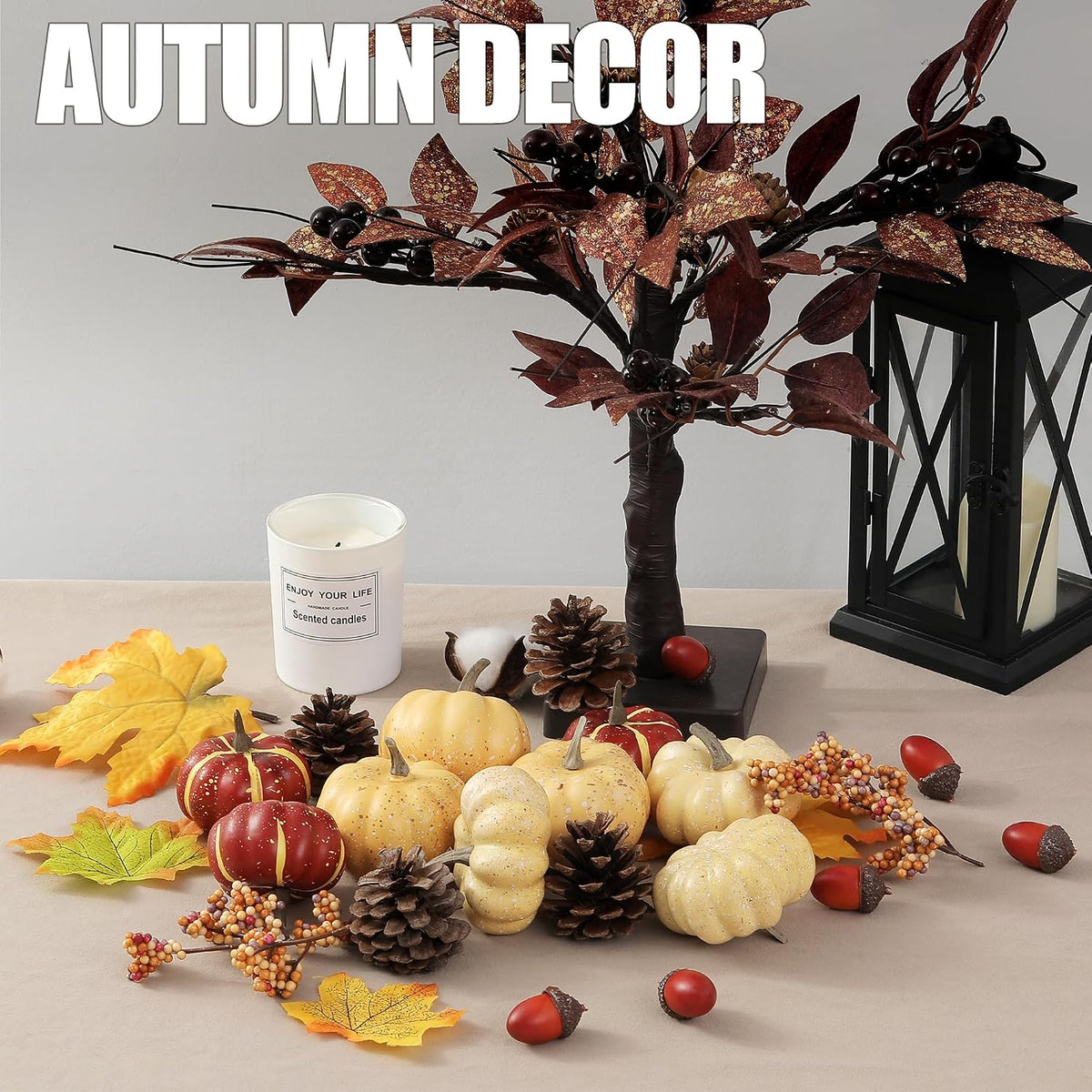 Artgar Pumpkin Decor Set, 23 PCS Fall Harvest Bowl Filler Decorations
