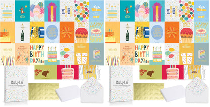 24 Pack Unique Gold Foil Birthday Cards with Envelopes & Stickers | 4x6 Inches Blank Happy Birthday Cards Assortment in Bulk for Family, Kids, Friends, Work & Office Celebrations.