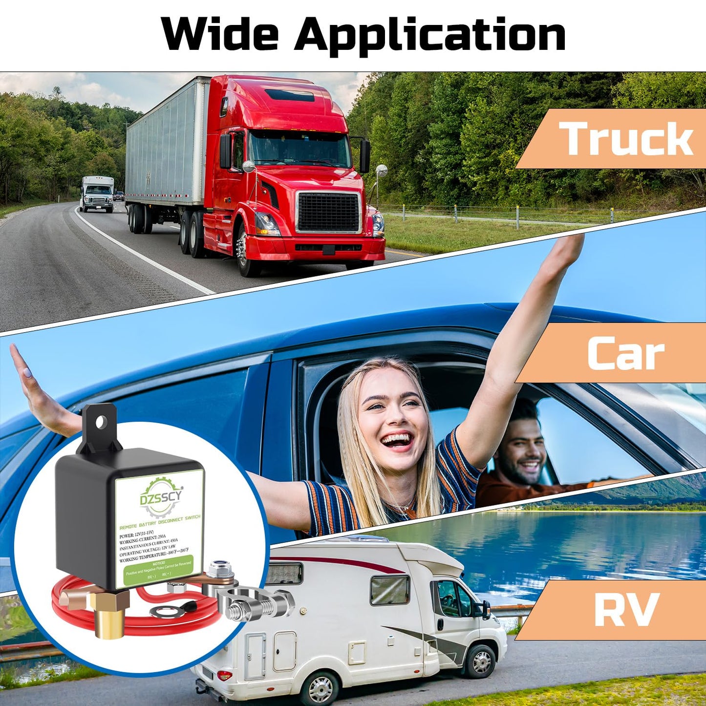 Remote Battery Disconnect Switch 12v, 250A, Upgrade Prevent Battery Drain, Disconnect Negative Car Kill Switch Anti-Theft, Remote Battery Kill Switch for Car, Truck, RV