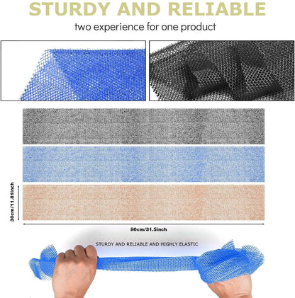 UJFQBH 3 Pieces African Bath Sponge African Net Long Net Bath Sponge Exfoliating Shower Body Scrubber Back Scrubber Skin Smoother,Great for Daily Use (Pink,Yellow,Purple)