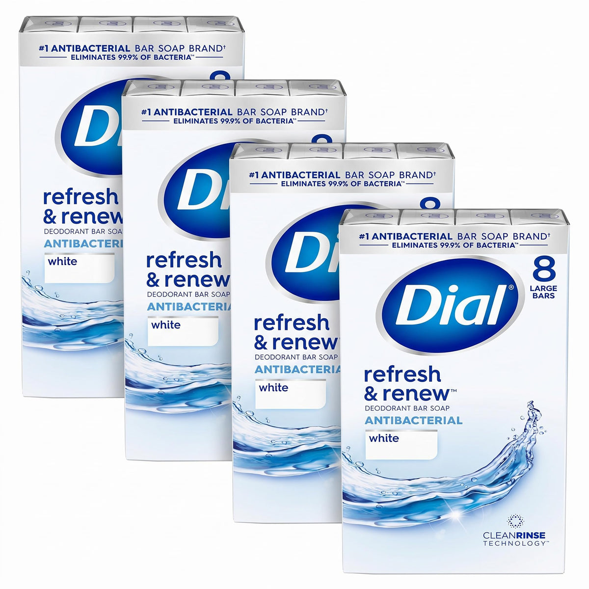 Dial Antibacterial Bar Soap, Calm & Soothe Lavender & Jasmine Deodorant Bar, 4oz (8 Bars)