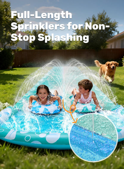 JOYIN 22.5ft Water Slides and 2 Bodyboards, Lawn Water Slide Summer Slip Waterslides Water Toy with Build in Sprinkler for Backyard Outdoor Water Fun for Kids