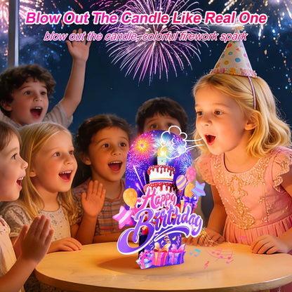 MZD8391 Pop Up Birthday Card with Music, Light, Firework For Men Women