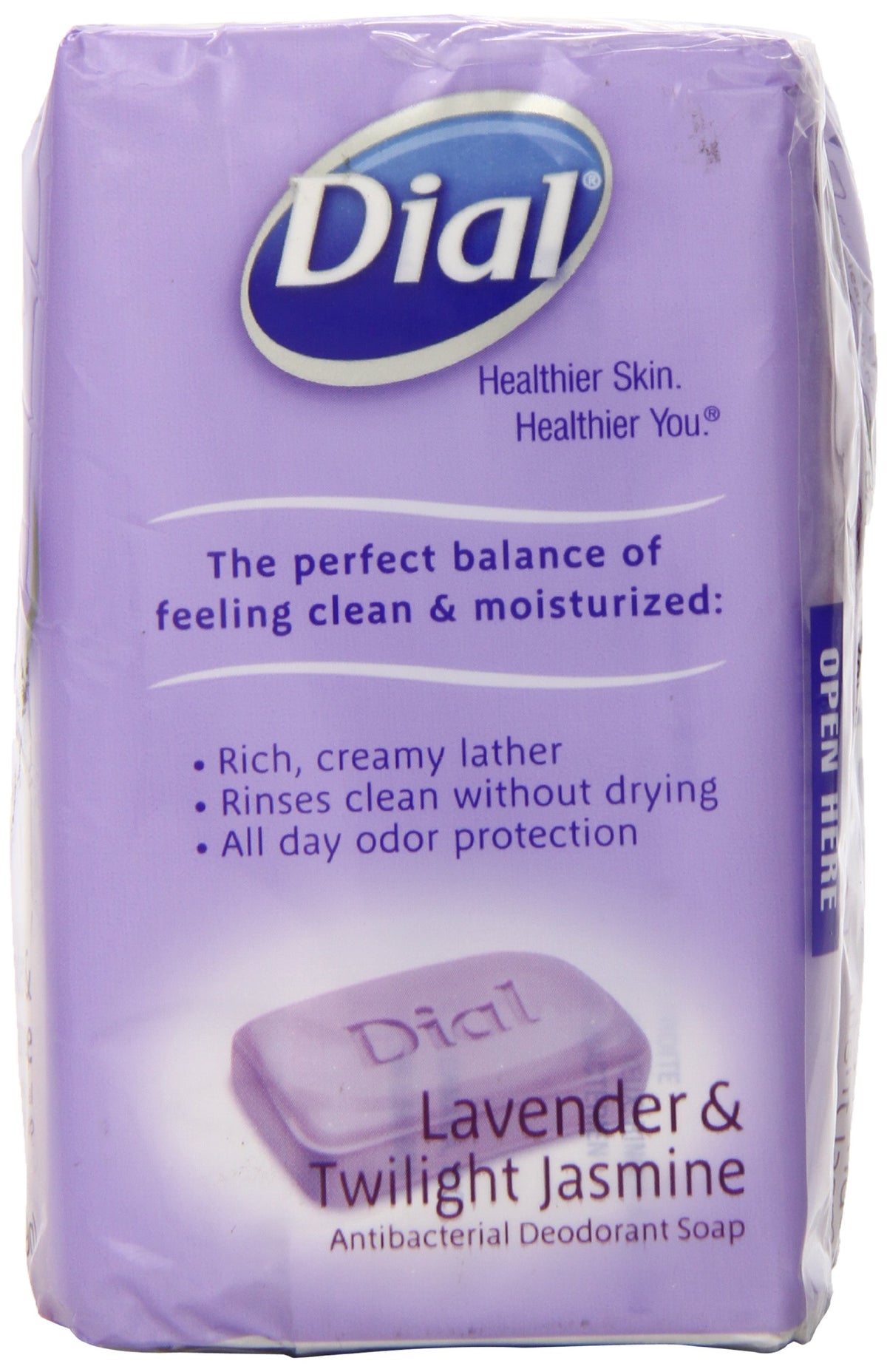 Dial Antibacterial Bar Soap, Calm & Soothe Lavender & Jasmine Deodorant Bar, 4oz (8 Bars)
