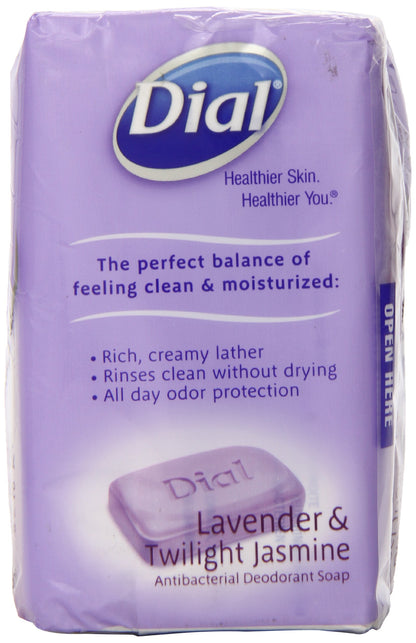 Dial Antibacterial Bar Soap, Calm & Soothe Lavender & Jasmine Deodorant Bar, 4oz (8 Bars)