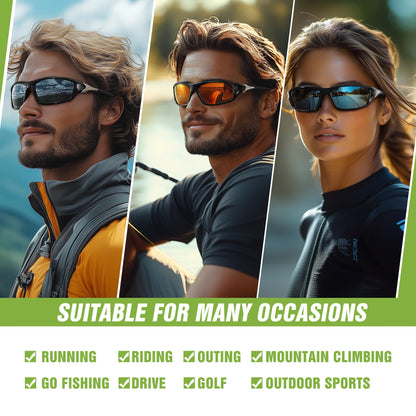 3 Pack Polarized Sports Sunglasses for Men, Mens Sunglasses Wrap Around UV400 Protection for Cycling Fishing Driving