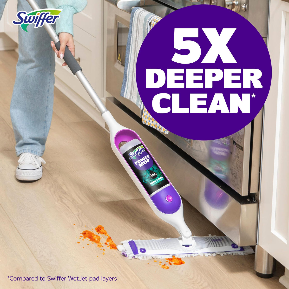 Swiffer Power Mop Refill Solution, Floor Cleaner for Mopping Tile, Vinyl, Laminate, Wood in Home, Bathroom, Kitchen, All Purpose Multi-Surface Solution for Floor Cleaning, Lavender Scent, 50.6oz