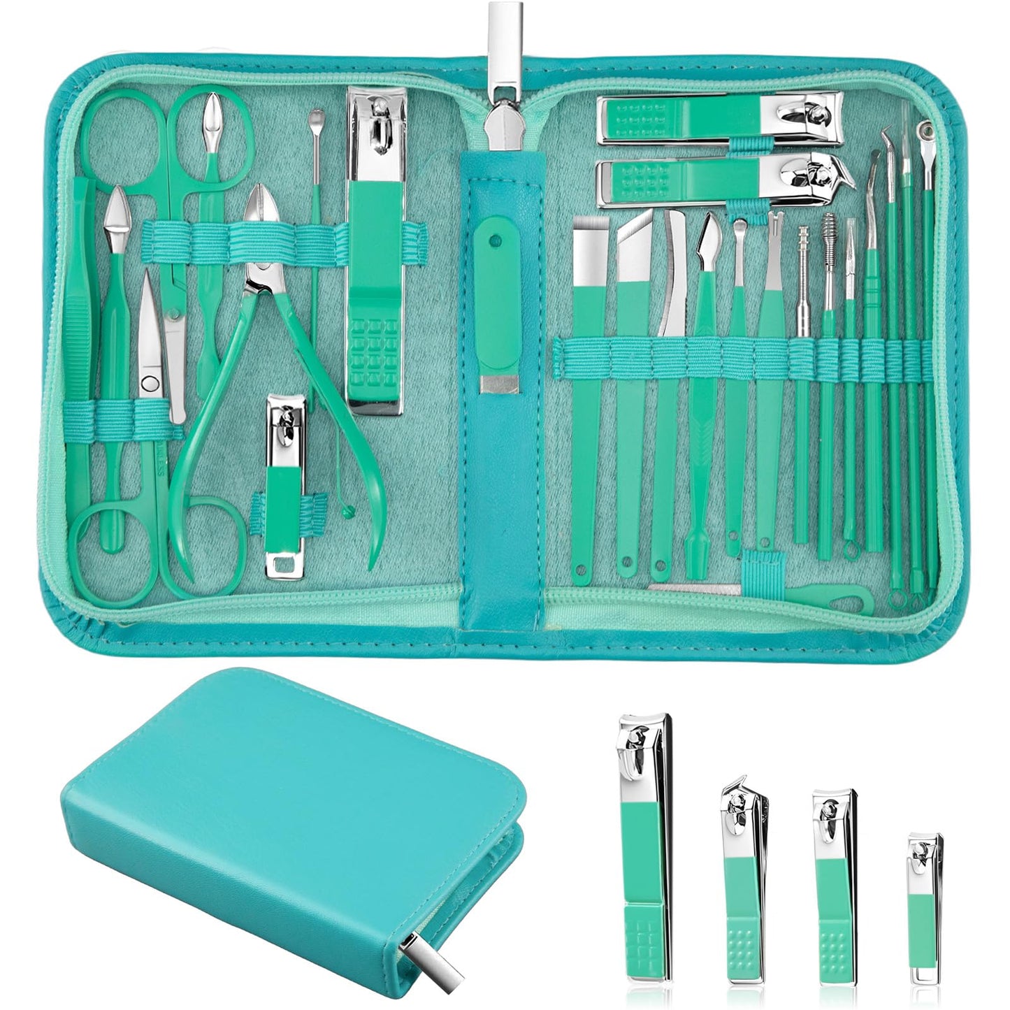 Manicure Set Professional Nail Clipper Kit-26 Pieces Stainless Steel Manicure Kit,Nail Care Tools with Luxurious Travel Case