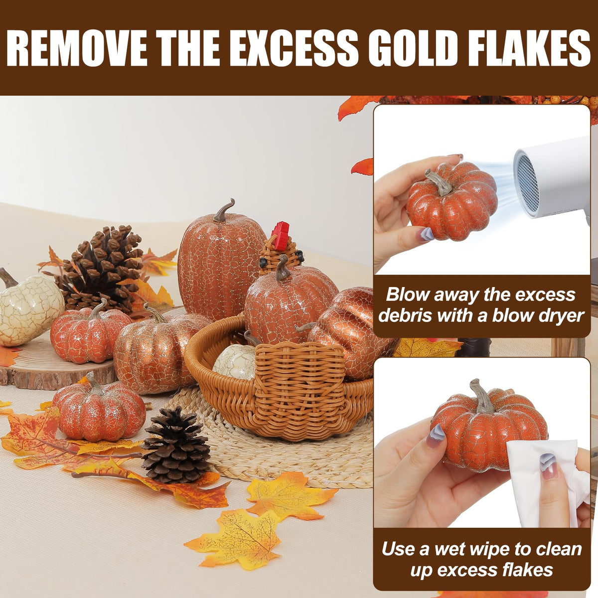 Artgar Pumpkin Decor Set, 23 PCS Fall Harvest Bowl Filler Decorations