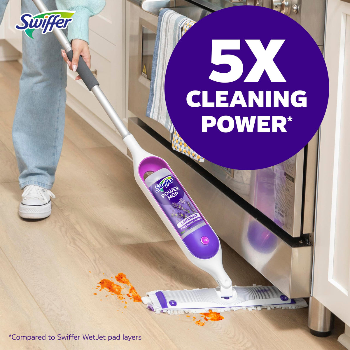 Swiffer Power Mop Refill Solution, Floor Cleaner for Mopping Tile, Vinyl, Laminate, Wood in Home, Bathroom, Kitchen, All Purpose Multi-Surface Solution for Floor Cleaning, Lavender Scent, 50.6oz
